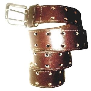 Leather Grommet Belt Men's M/L Adjustable Unisex